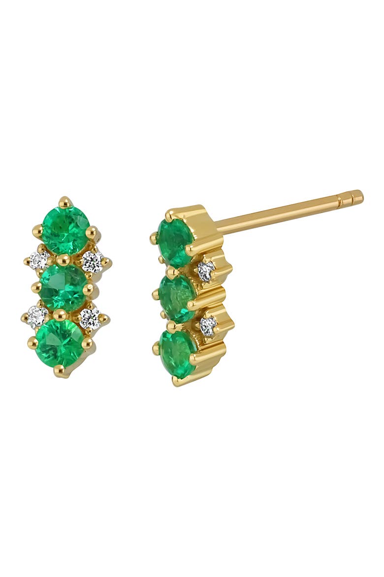 El Mar Emerald & Diamond Stud Earrings (Nordstrom Exclusive), Main, color, 18KY