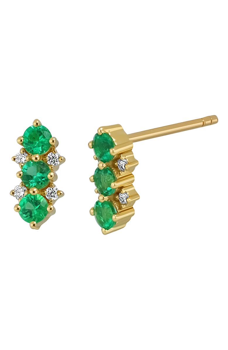 Bony Levy El Mar Emerald & Diamond Stud Earrings, Main, color, 18K Yellow Gold