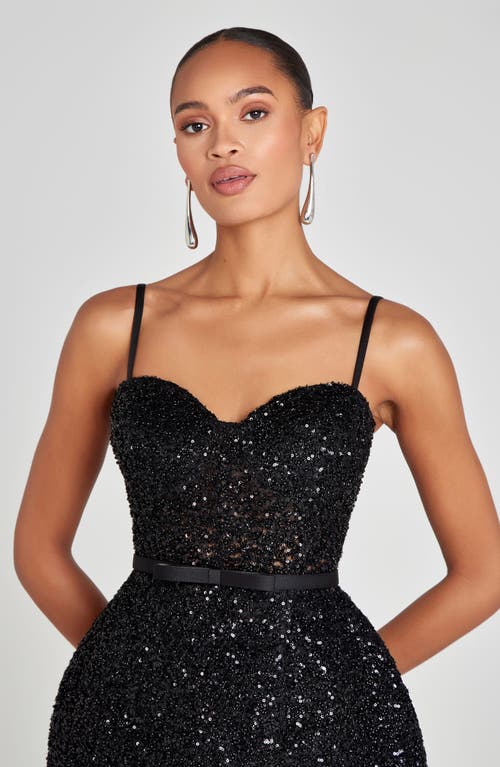 Emilia Sequin Cocktail Minidress in Black
