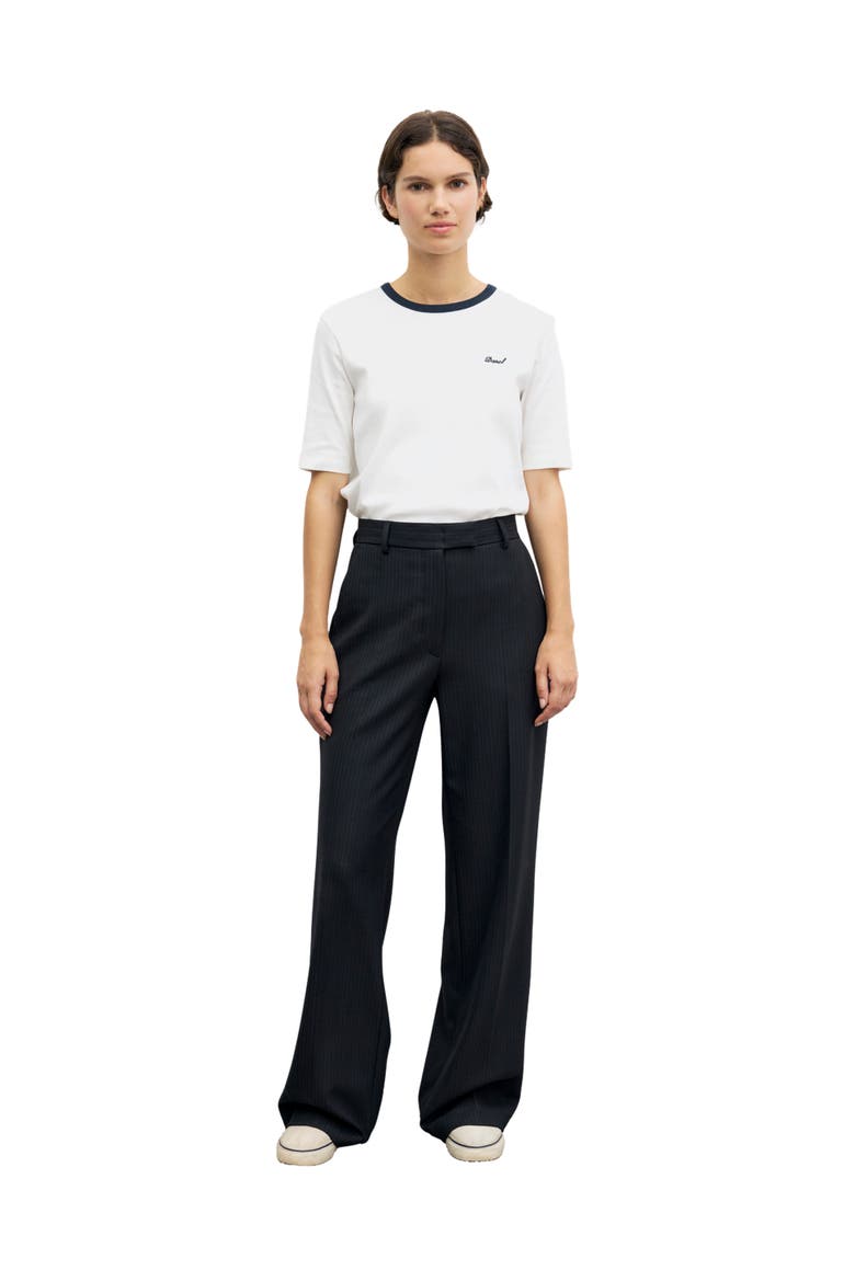 Mimi Pinstripe Wide Pants, Alternate, color, Black