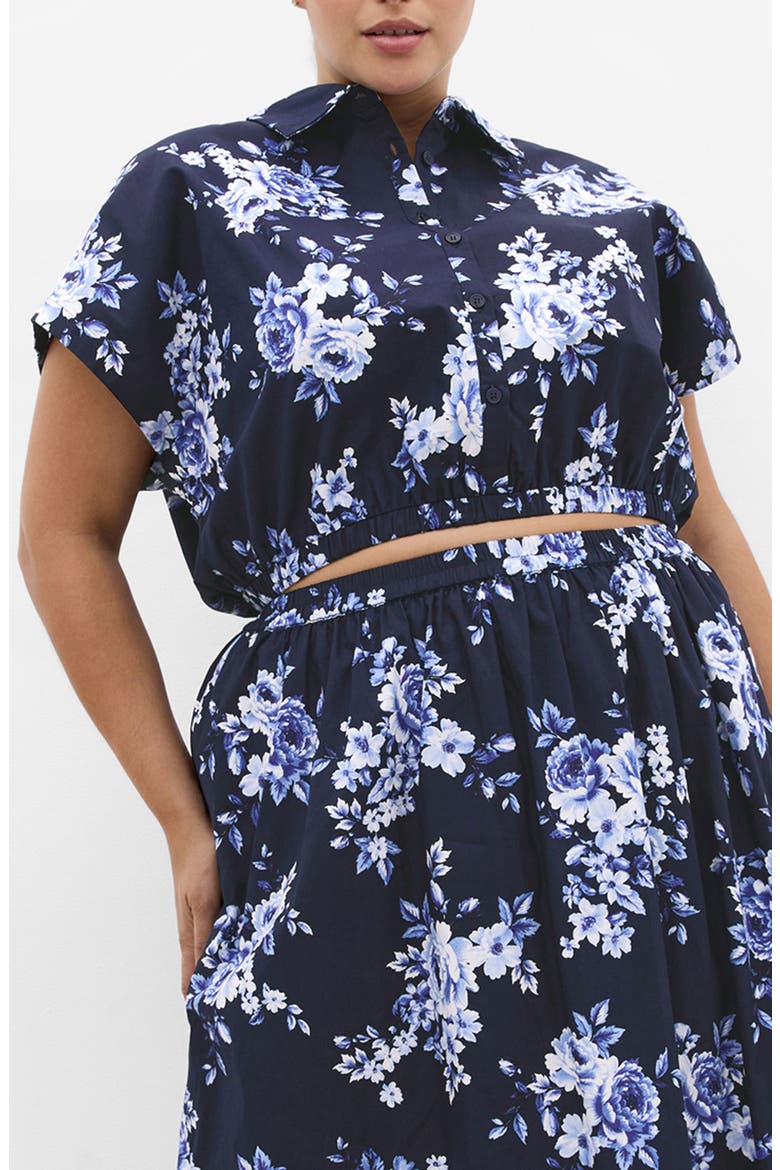 Vacay Crop Cotton Button-Up Shirt, Main, color, AMALFI FLORAL