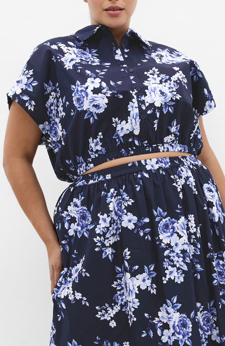 City Chic Vacay Crop Cotton Button-Up Shirt, Main, color, 