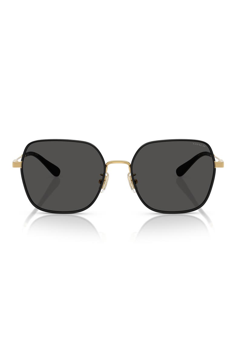 57mm Irregular Round Sunglasses, Main, color, SHINY GOLD / BLACK / GREY