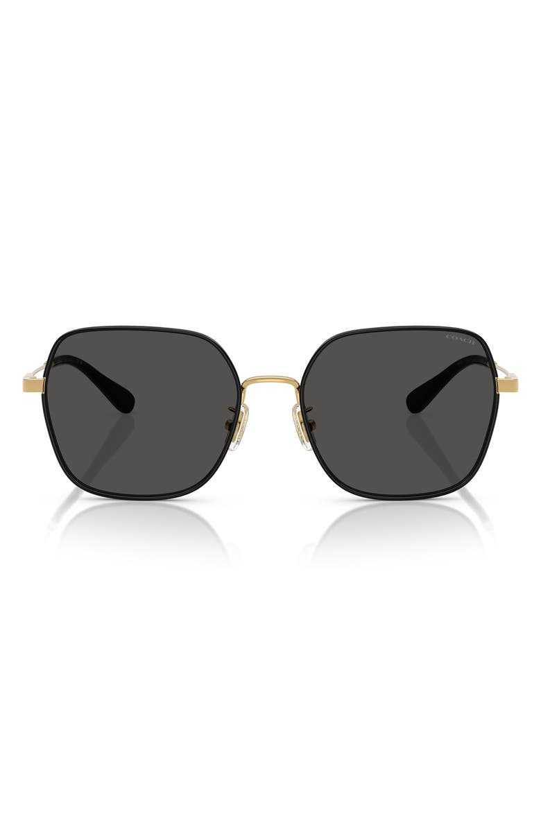 COACH 57mm Irregular Round Sunglasses, Main, color, Shiny Gold / Black / Grey
