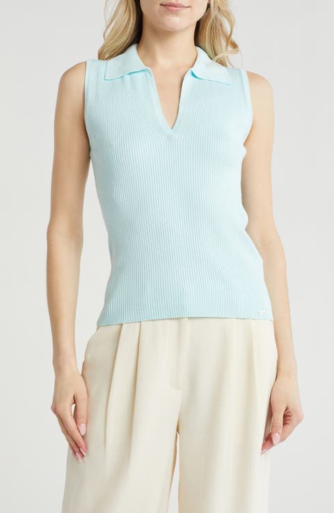 Sleeveless Johnny Collar Rib Polo