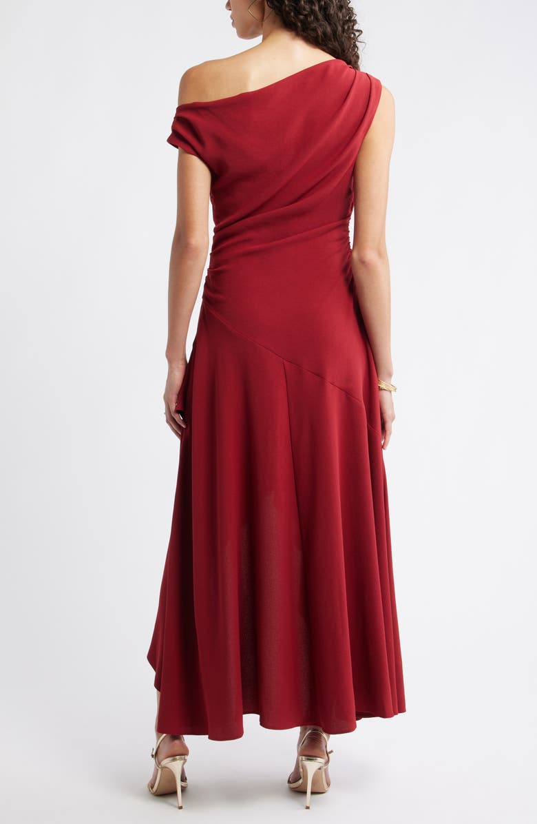 Chelsea28 Cascading Ruffle Crepe One-Shoulder Gown, Alternate, color, Red Cinder