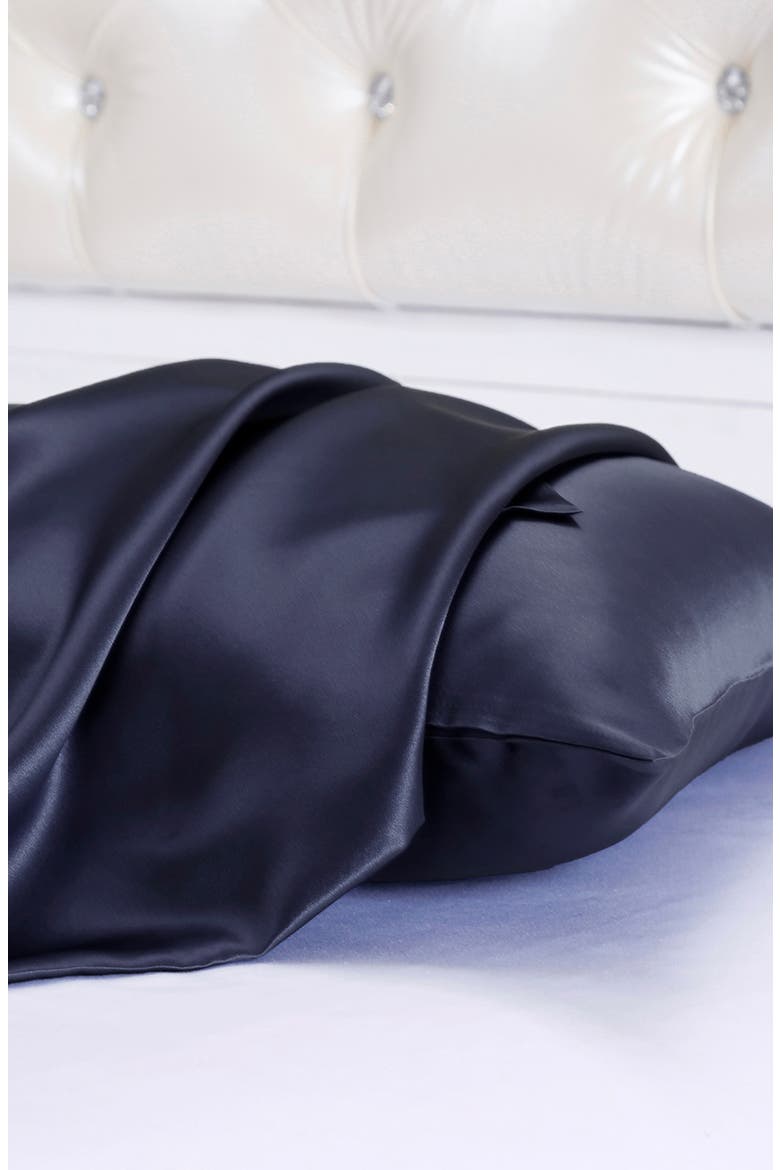 100% Silk Terse Envelope Pillowcase, Alternate, color, Navy Blue.