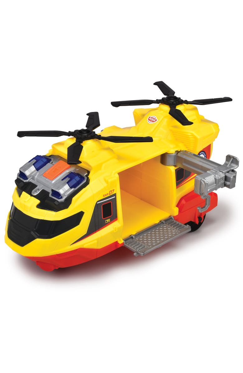 Dickie Toys Rescue Helicopter Yellow & Red 11" Light & Sound Toy Vehicle,3+, Alternate, color, Multicolored
