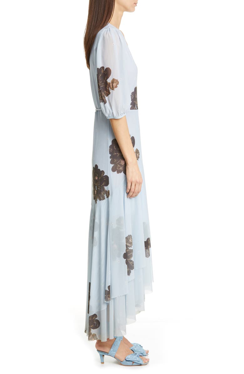 Ganni Floral Print Sheer Mesh Maxi Dress, Alternate, color,