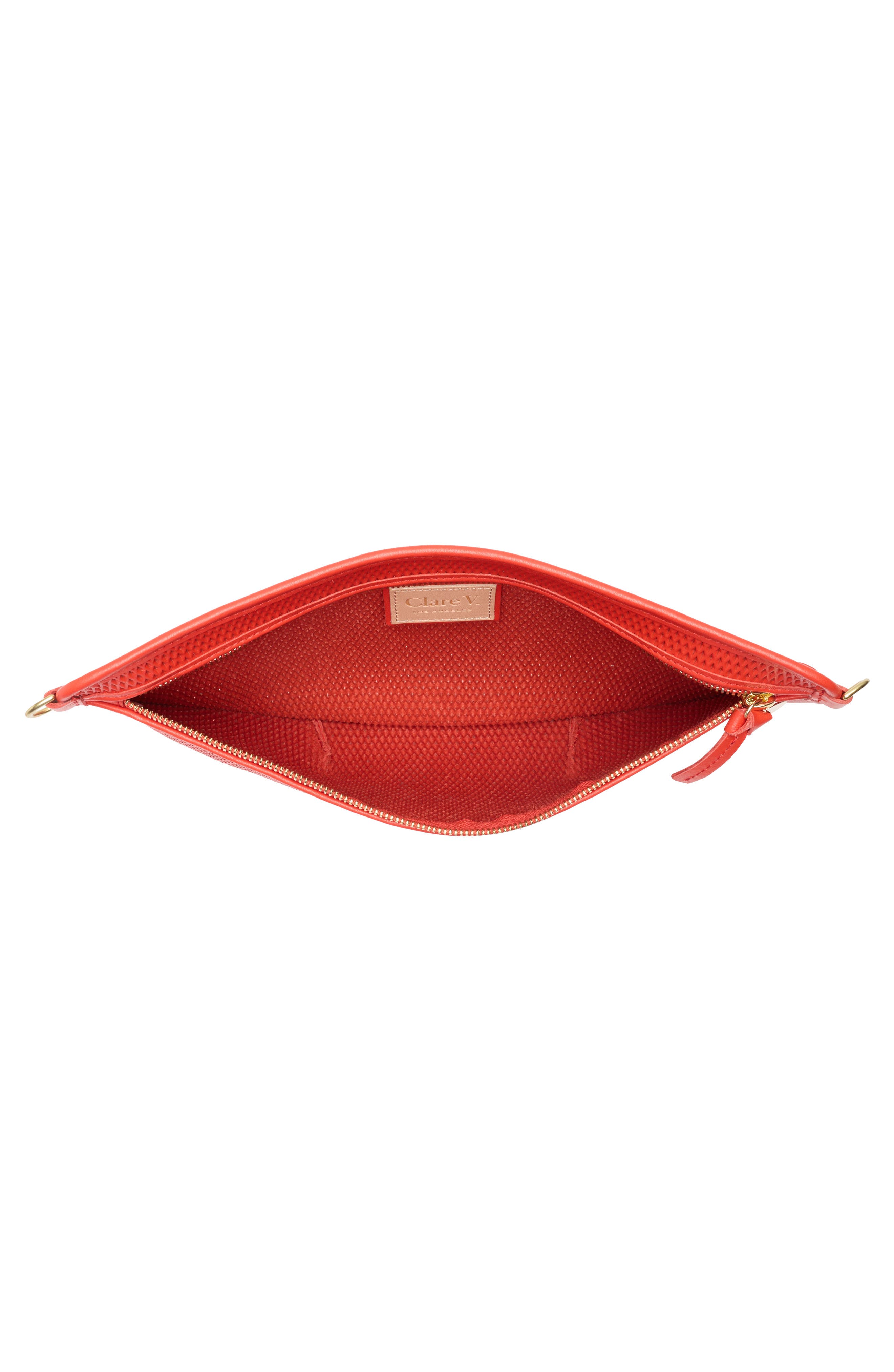 Clare V. Grande Diamond Perforated Leather Belt Bag, Alternate, color, Bright Poppy