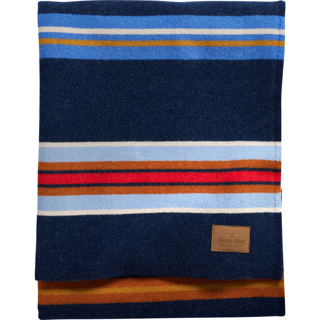 Pendleton Bridger Stripe Wool Blanket In Blue