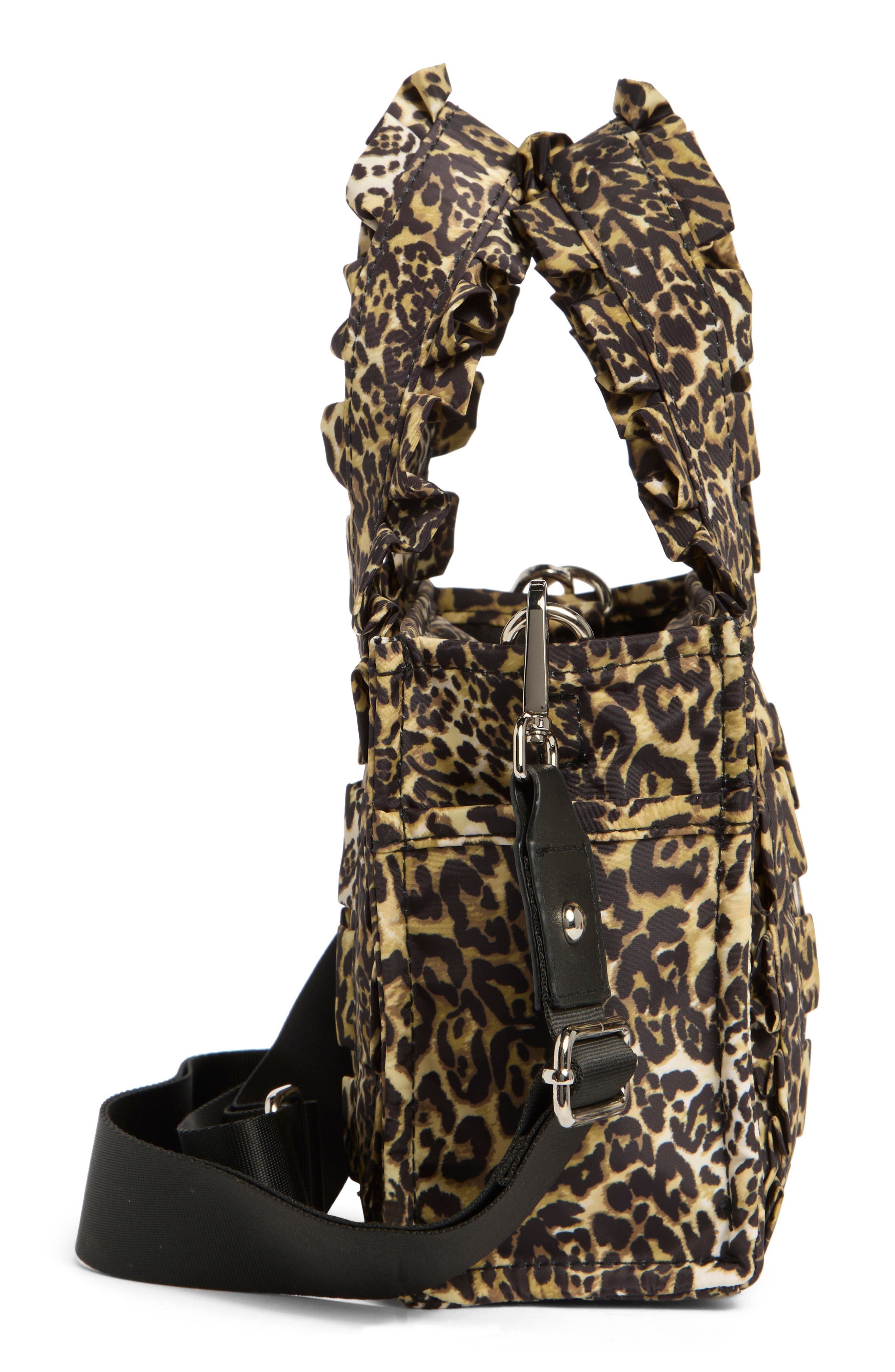 Ruffle Nylon Mini Tote, Alternate, color, LEOPARD