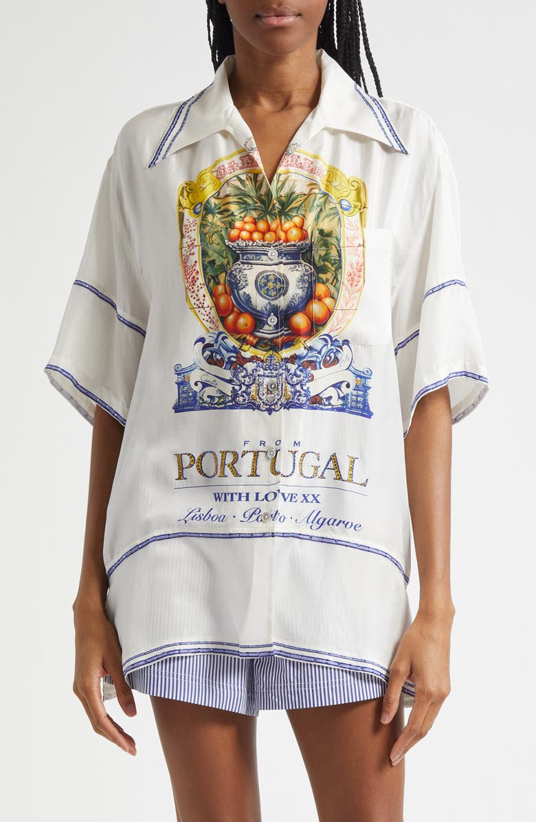 Camilla Oversize Silk Camp Shirt, Main, color, 