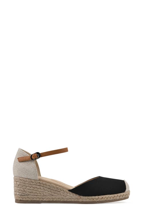 White Mountain Footwear Maintain Espadrille Wedge Sandal In Black Fabric