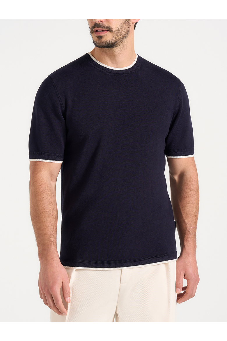 Wyatt Contrast Knit T Shirt, Alternate, color, Navy
