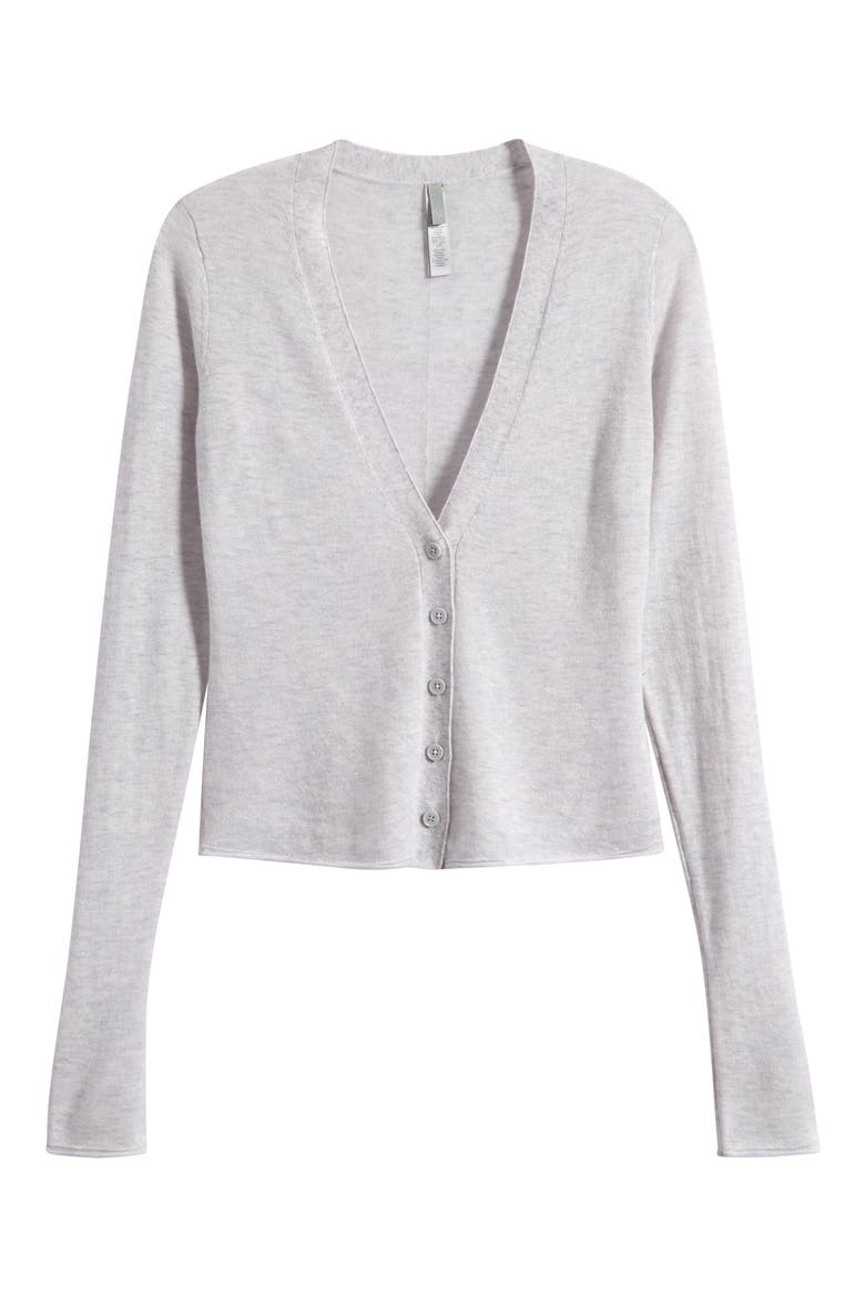 Featherweight Cashmere Cardigan, Alternate, color, LIGHT HEATHER GREY