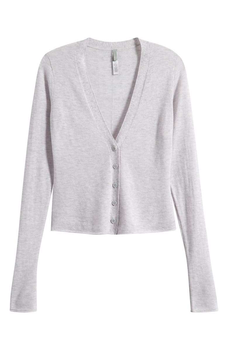 SKIMS Featherweight Cashmere Cardigan, Alternate, color, Light Heather Grey
