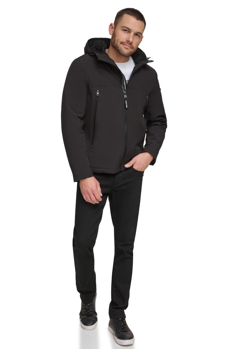 Calvin Klein Faux Shearling Lined Windbreaker Jacket, Alternate, color, Black