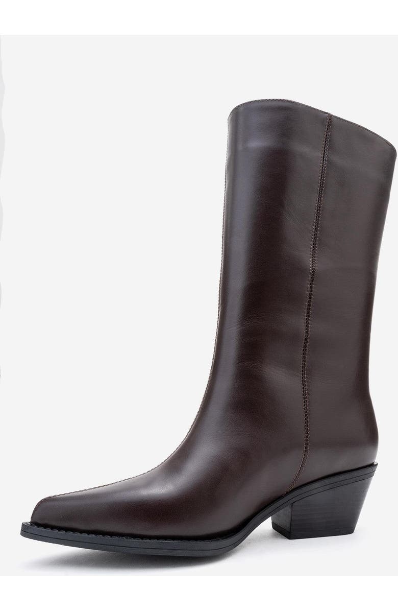 Forever & Always Shoes Juana Leather Pointed Toe Boot, Alternate, color, Brown Leather