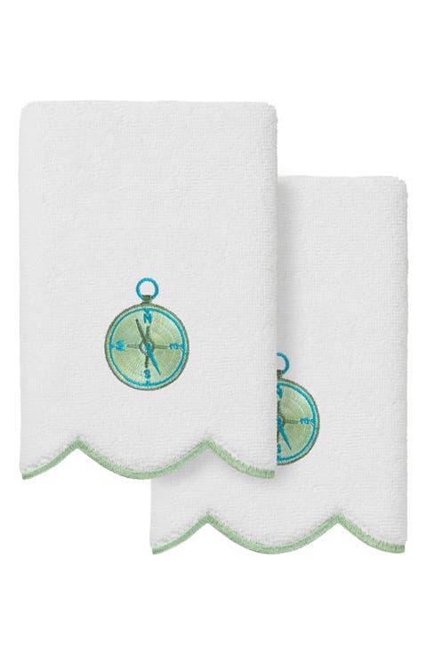 2-Piece Sea Joy Embroidered Turkish Cotton Towel Set