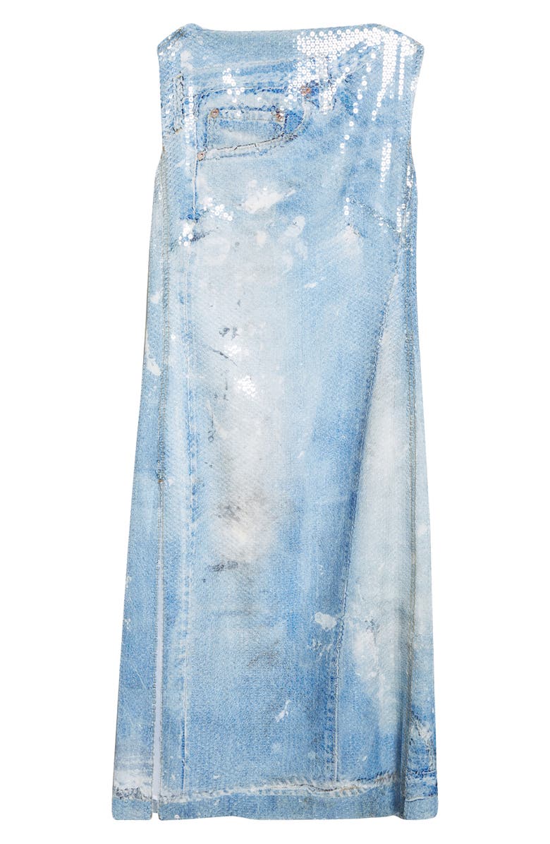 Acne Studios Dayda Trompe l'Oeil Sequin Georgette Midi Dress, Alternate, color, 