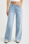 YMI Joey Super Wide Leg Jeans with Star Appliqué