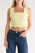 maje Lunnala Smocked Crop Top