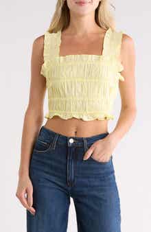 maje Lunnala Smocked Crop Top