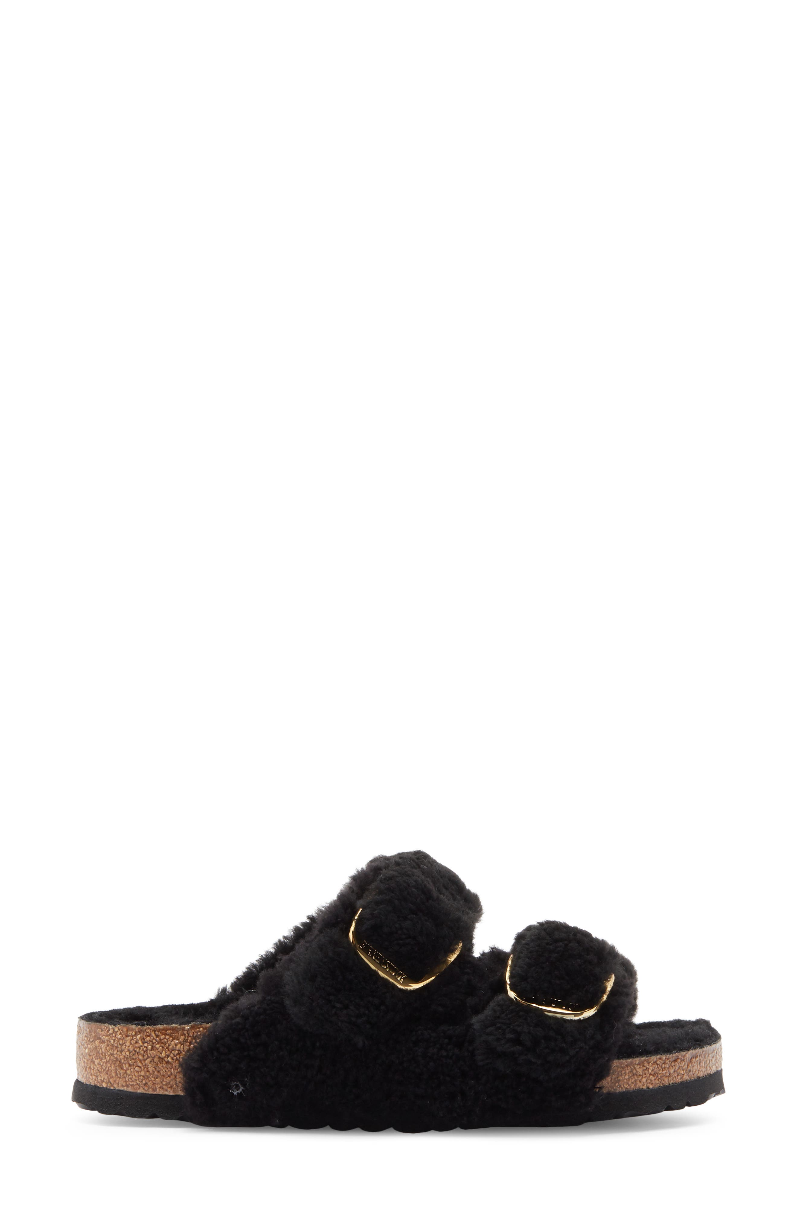 Birkenstock Arizona Big Buckle Teddy Genuine Shearling Sandal - Discontinued, Alternate, color, Black