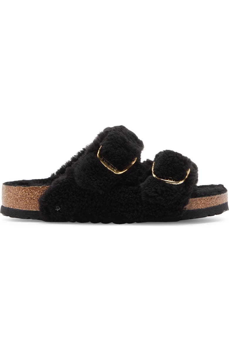 Birkenstock Arizona Big Buckle Teddy Genuine Shearling Sandal - Discontinued, Alternate, color, Black
