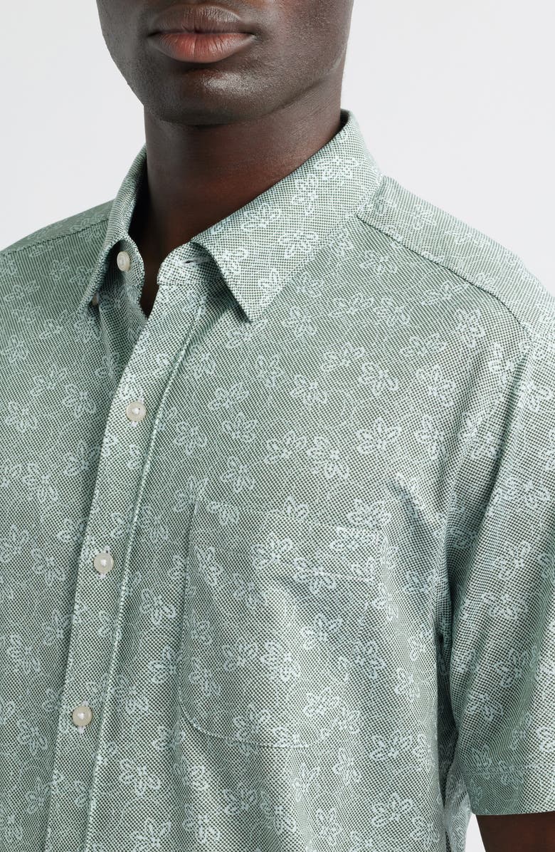 Tommy Bahama San Lucio Lotos Floral IslandZone<sup>®</sup> Short Sleeve Cotton Blend Button-Up Shirt, Alternate, color, Highland Green