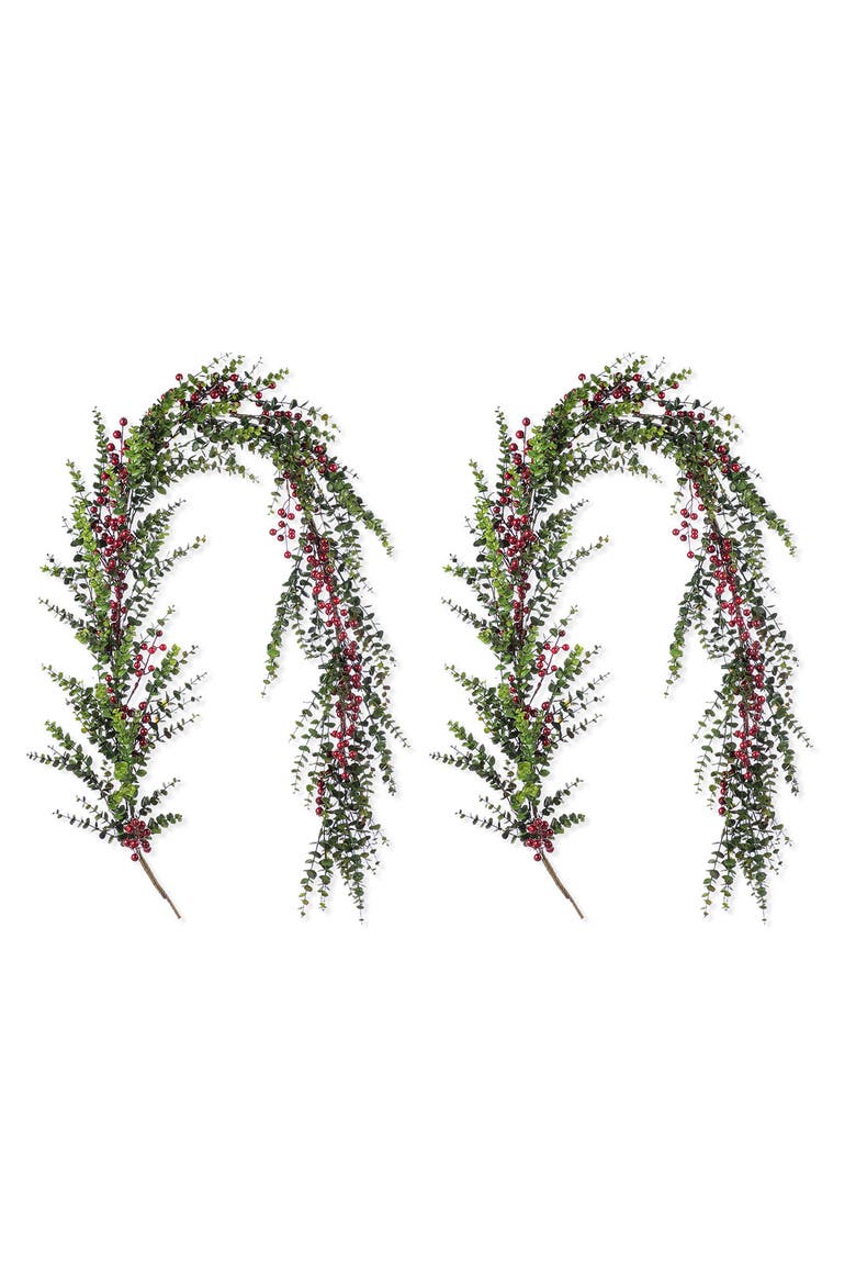 Set of 2 Christmas Dripping Eucalyptus Garland, Alternate, color, Green