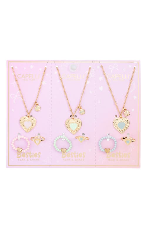 Capelli New York Pack Of 3 Bff Necklace & Rings Sets In Gold Combo