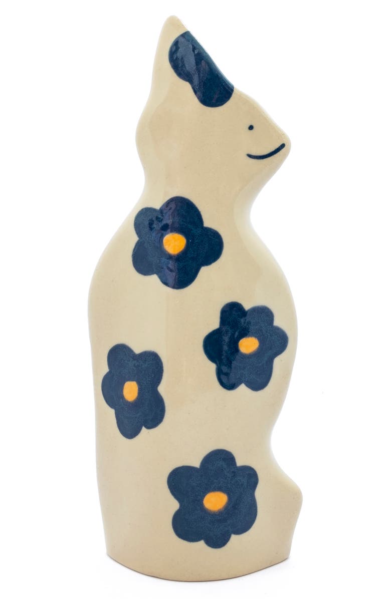 Lucy Dickson Floral Cat Ceramic Vase, Main, color,