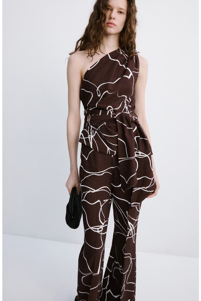 Print Wide Leg Pants, Alternate, color, BROWN