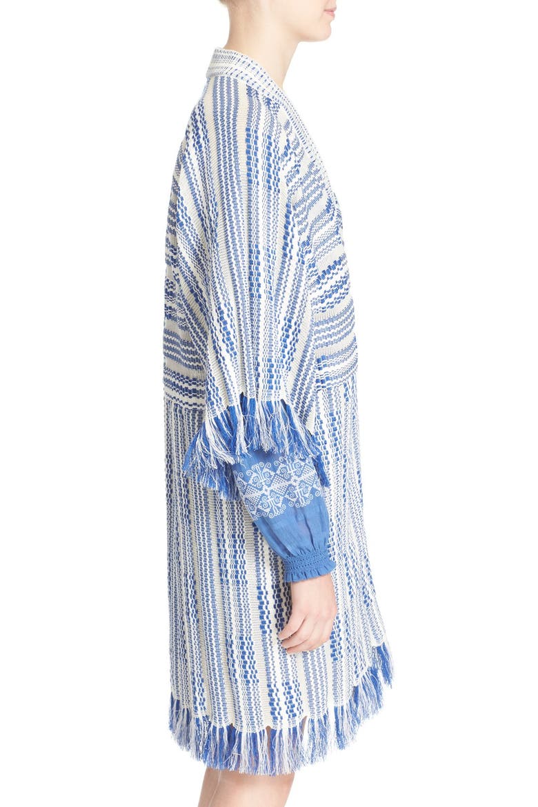 'Jessica' Linen & Cotton Cardigan, Alternate, color, HUDSON BLUE