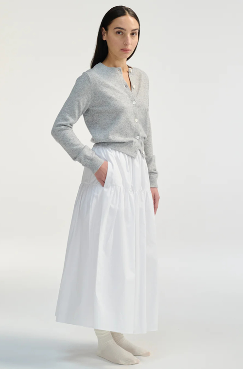 Almina Concept Classic Crew Wool Cardigan In Light Grey