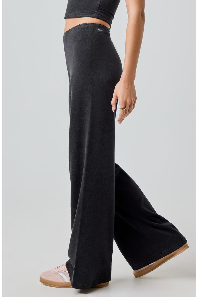 Terry Cloth Wide Leg Pants, Alternate, color, BLACK