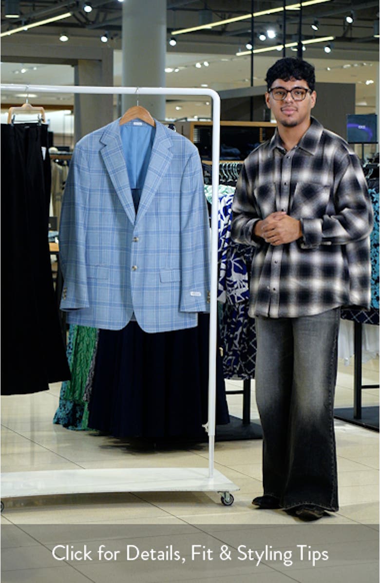 Hyperlight Soft Light Blue Plaid Wool & Silk Blend Sport Coat, sales video thumbnail