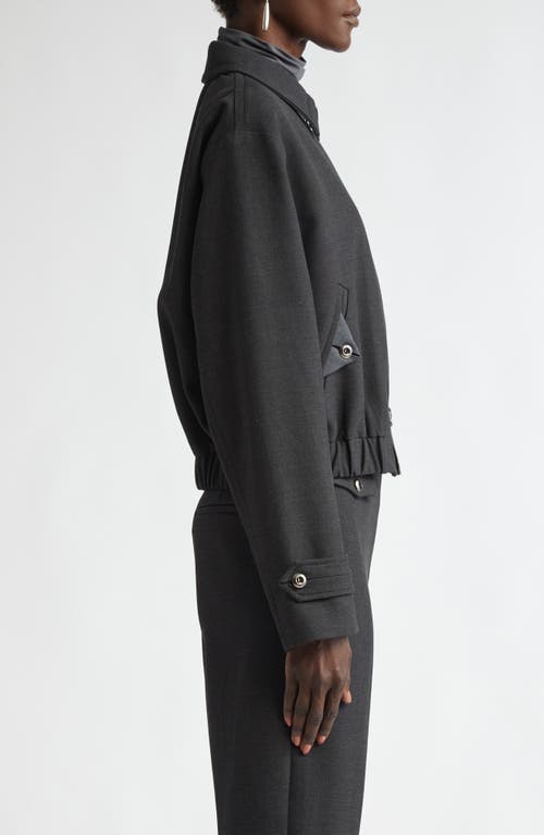 St John St. John Collection Double Face Luxe Ponte Bomber Jacket In Dark Heather Grey