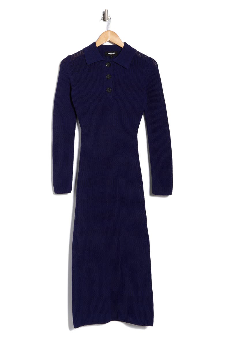 Ribbed Knit Long Sleeve Sweater Dress, Alternate, color, KLEIN BLUE