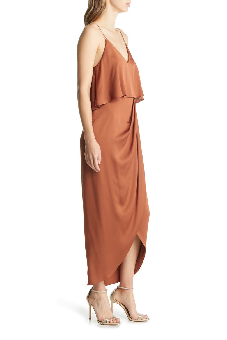 Luxe Frill Tulip Hem Maxi Dress, Alternate, color, MOCHA