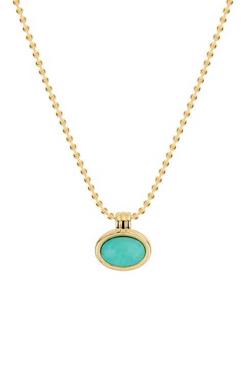 Oval Simulated Turquoise Pendant Necklace