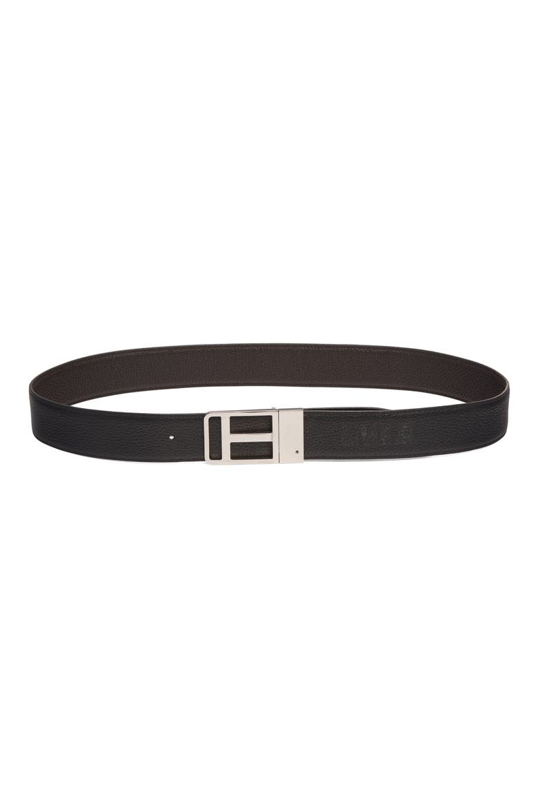 Framed T Buckle Reversible Soft Grain Leather Belt, Alternate, color, BROWN/ BLACK