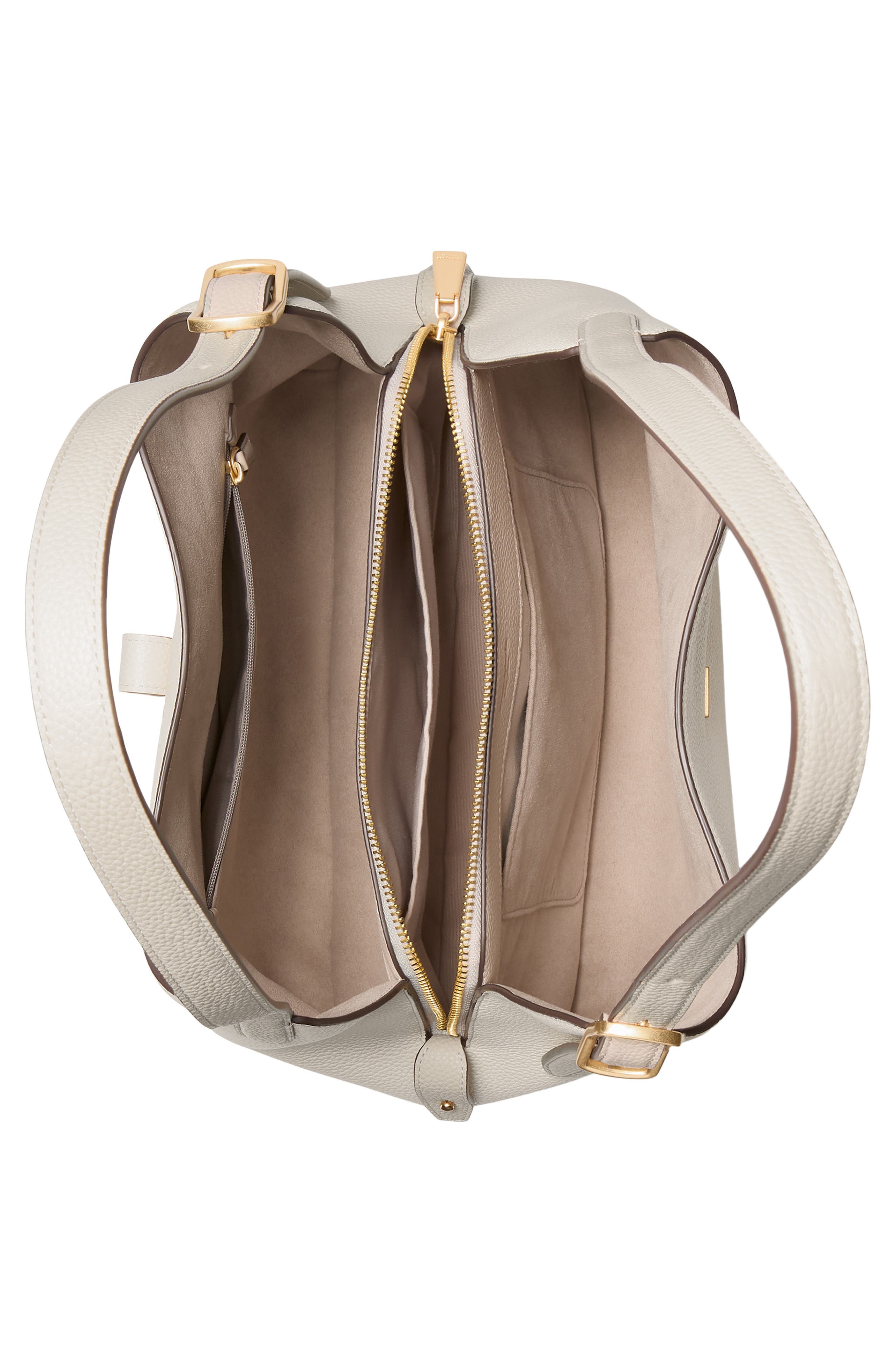 Kate Spade New York large deco pebbled leather shoulder bag, Alternate, color, Cashew Milk Multi