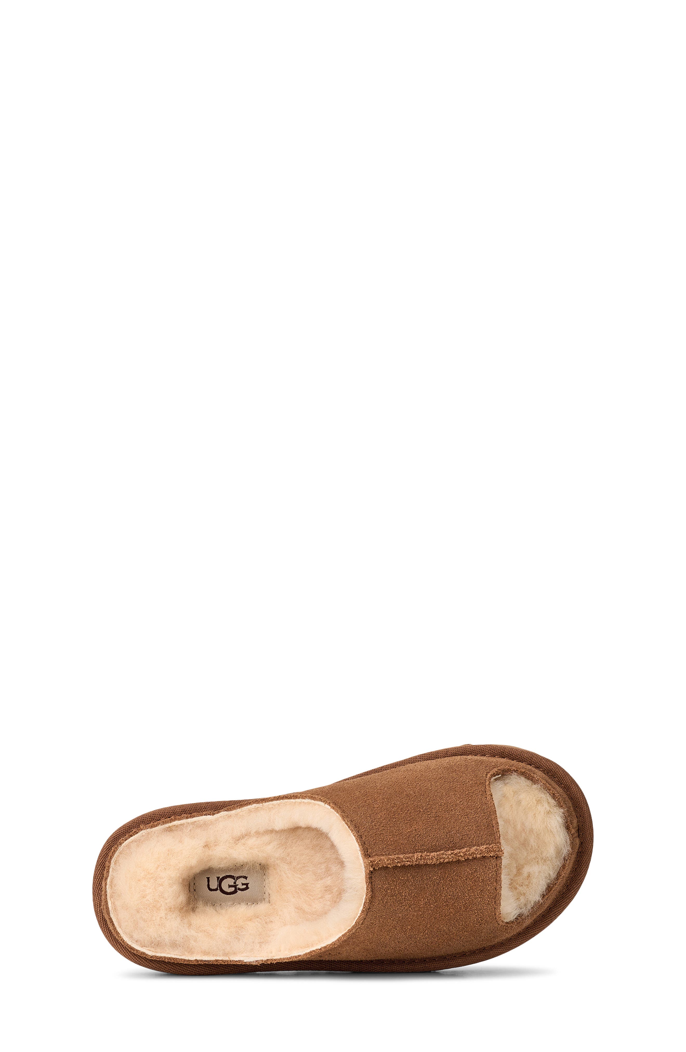 UGG<sup>®</sup> Kids' Greenport Genuine Shearling Lined Slide Sandal, Alternate, color, Chestnut