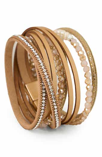 Crystal Wrap Faux Leather Bracelet