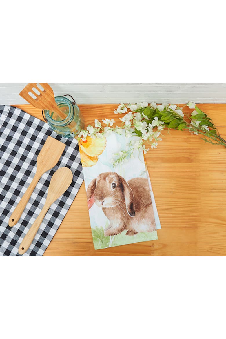 Floppy Ear Easter Bunny Rabbit Spring Printed Flour Sack Kitchen Dishtowel, Alternate, color, White