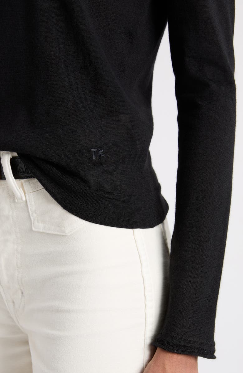 TOM FORD Fine Gauge Cashmere & Silk Crewneck Sweater, Alternate, color, Lb999 Black