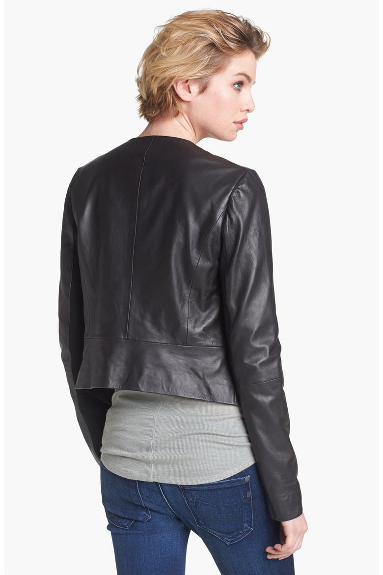 Hinge® Draped Suede & Leather Jacket, Alternate, color, BLACK